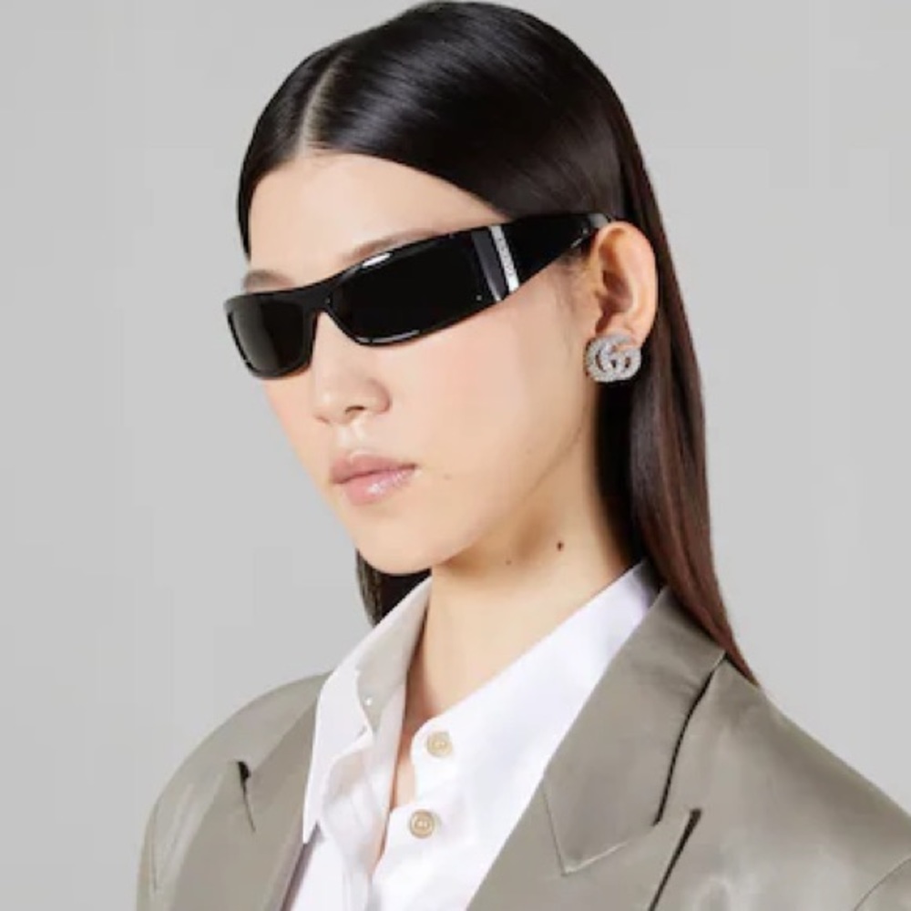 NEW GUCCI GG1492S BLACK UNISEX SHIELD SUNGLASSES GUCCI - Picture 3 of 14